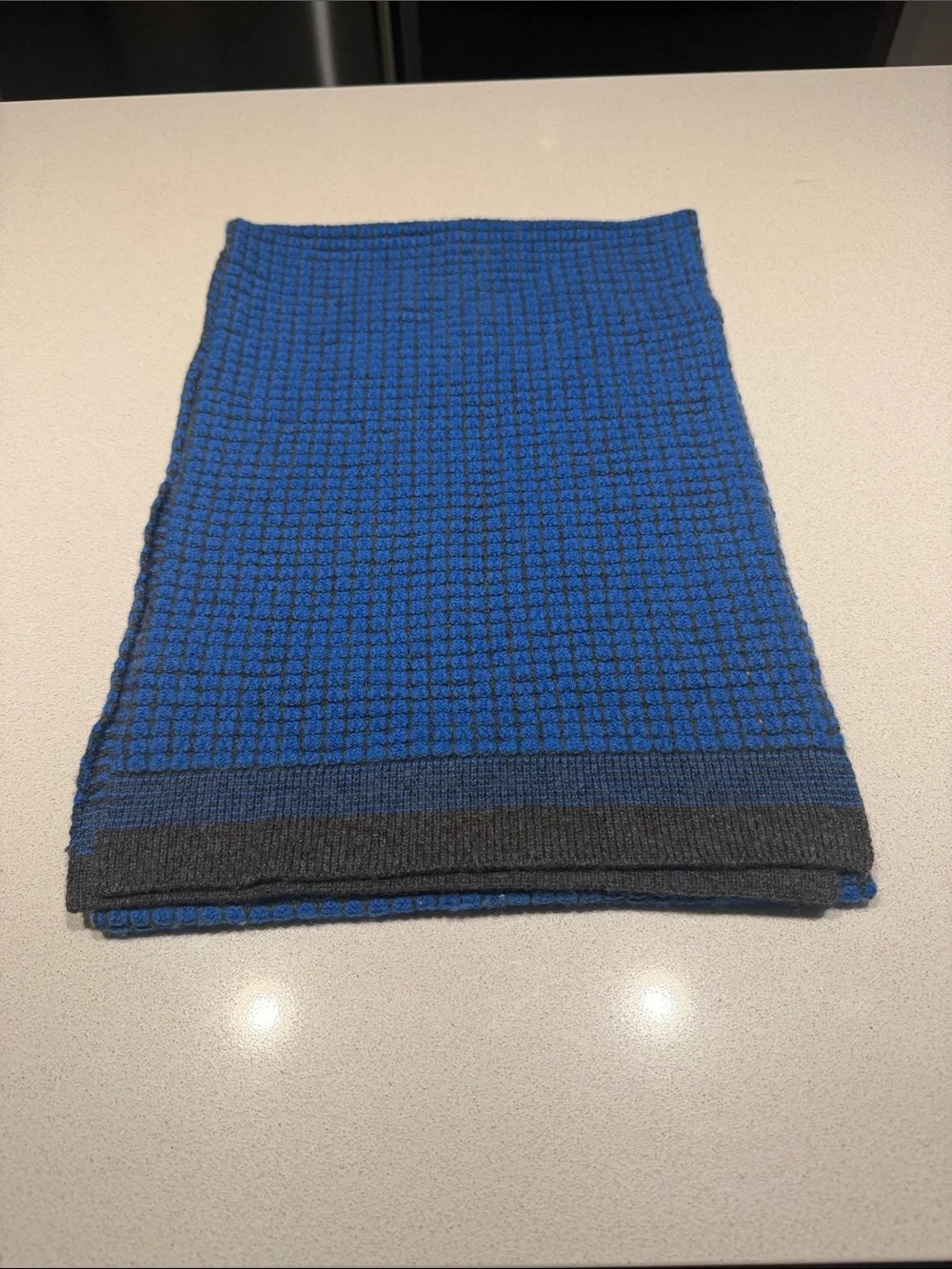 Marc Jacobs Blue and Gray Waffle Knit Scarf
